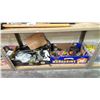 Image 1 : SHELF OF ASSORTED ITEMS INCLUDING; ENERGIZER FLASHLIGHT, MULTIMETER, WORK GLOVES AND MORE