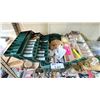 Image 3 : SHELF OF OTTER BOX IPOD CASE, ASSORTED HARDWARE, COMPASS, BUTTERFLY NET, TACKLE BOX AND MORE