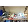Image 1 : SHELF OF ASSORTED ITEMS INCLUDING; SAW SET, C CLAMPS, JARS AND MORE