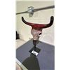 Image 2 : BULL SKULL ART PIECE ON METAL STAND 20"