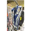 Image 3 : RACK OF LEATHER JACKET, LEATHER PANTS AND DENIM SKIRT