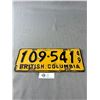 Image 1 : 1949 British Columbia License Plate