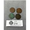 Image 1 : 4 Early Canadian Large 1 cent Coins, 1904,1908,1912 & 1918
