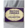 Image 1 : 1940's British Consols Cigarette " 50 Pack" Tin. Hinged Lid. Nice Litho Under Lid. Approx 3"x4" x 1.