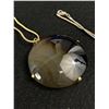 Image 2 : Genuine Lace Agate Stone Framed Pendant w/ Snake Skin Design Chain Necklace