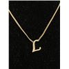 Image 2 : 925 Sterling Silver "L" w/ Tiny Stones Pendant & Chain Necklace