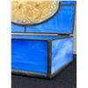 Image 3 : Vintage Stained Glass w/ Beveled Glass Over Dried Flowers Trinket Box. Marked Made In Canada