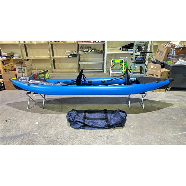 NEW 2 PERSON KAYAK, DROP STITCH FLOOR, 10 PSI & BUOYANCY TUBE 3.5 PSI, INCLUDES SKEGS, 2 ALUMINUM