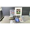 Image 1 : LOT OF ASSORTED SPORTS COLLECTABLES INCLUDING; BLUEJAYS PINS, FRAMED BASEBALL PHOTO AND MORE