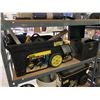 Image 1 : SHELF LOT OF BLACK AND DECKER CIRCULAR SAW, WORK LIGHT, STANLEY MOBILE TOOL CHEST WITH ASSORTED