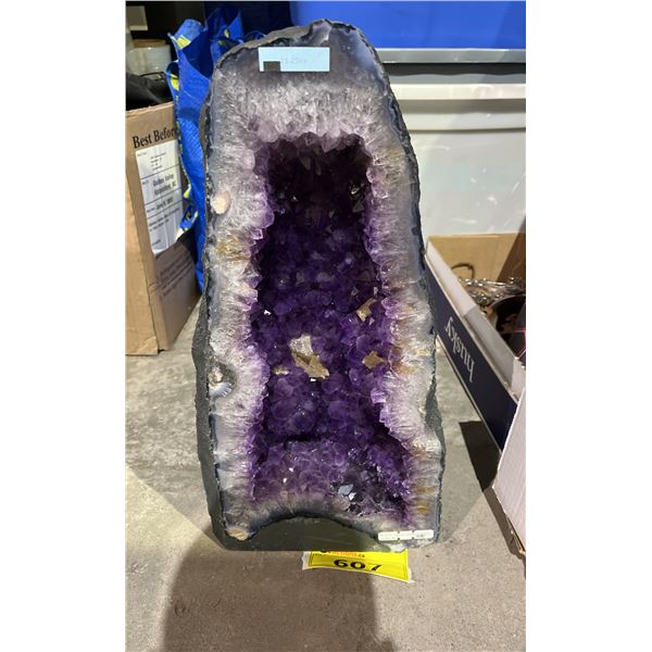 AMETHYST CATHEDRAL GEODE WITH CALCITE 18.5" X 9.5" 21.25KG RETAIL $7400