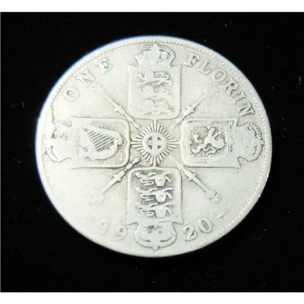 1920 SILVER GREAT BRITAIN ONE FLORIN COIN