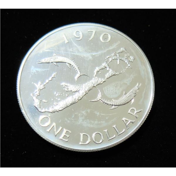 1970 SILVER 28.28g BERMUDA $1 COIN BU FINISH