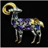 Image 2 : .925 & GOLD PLATED MULTI GEMSTONE RAM PENDANT