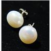 Image 2 : SOLID STERLING SILVER BUTTON PEARL EARRINGS