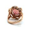 Image 8 : "Peachy" Pink Tourmaline and Diamond Flower-Top Ring