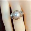 Image 6 : Pearl Ring with Diamond Halo & Tiered Shoulders