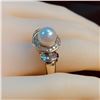 Image 8 : Pearl Ring with Diamond Halo & Tiered Shoulders
