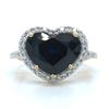 Image 3 : Romantic Heart-Shaped Blue Sapphire & Diamond Ring