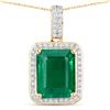 Image 1 : Diamond-Framed Emerald Pendant with Diamond Bail