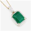 Image 2 : Diamond-Framed Emerald Pendant with Diamond Bail