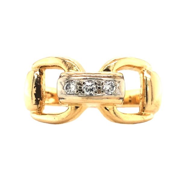 Yellow Gold and Diamond Stirrup Equestrian Ring