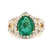 Image 1 : Emerald Ring with Diamond Halo - Gem AA Quality