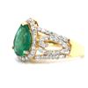 Image 2 : Emerald Ring with Diamond Halo - Gem AA Quality