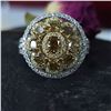 Image 1 : Fancy Color Diamond Flower Ring White Diamond Halo