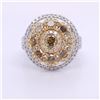 Image 2 : Fancy Color Diamond Flower Ring White Diamond Halo