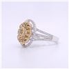Image 3 : Fancy Color Diamond Flower Ring White Diamond Halo