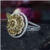 Image 4 : Fancy Color Diamond Flower Ring White Diamond Halo
