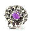 Image 4 : Amethyst Ring with Opal and Diamond-Framed Border