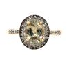 Image 1 : Prasiolite Ring w/ Champagne & White Diamond Halo