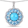 Image 1 : Turquoise, Blue Topaz, and Diamond Circle Necklace