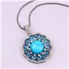 Image 2 : Turquoise, Blue Topaz, and Diamond Circle Necklace