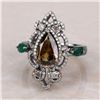 Image 1 : 2.05CT Cognac Diamond Ring, White Diamond Halo