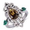 Image 2 : 2.05CT Cognac Diamond Ring, White Diamond Halo