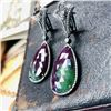 Image 8 : Ruby in Zoisite & Diamond Earrings 18K