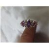 Image 4 : ster. Silver ring w/3 amethyst small clear stones size 7.5