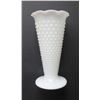 Image 4 : Vtg. Pair of white milk glass trumpet vases 9 1/2" hobnail design Fenton