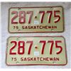 Image 1 : Matched pair of 1975 Saskatchewan license plates 287-775