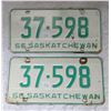 Image 1 : Pair matched 1966 Saskatchewan license plates 37-598