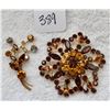 Image 1 : Amber rhinestone brooches one is 3 1/2