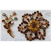 Image 2 : Amber rhinestone brooches one is 3 1/2