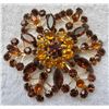 Image 4 : Amber rhinestone brooches one is 3 1/2