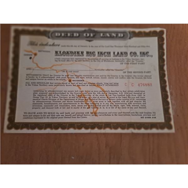 Rare Klondike Big Inch Land Co. 1955 Quaker Oats Promotional Yukon Land ...