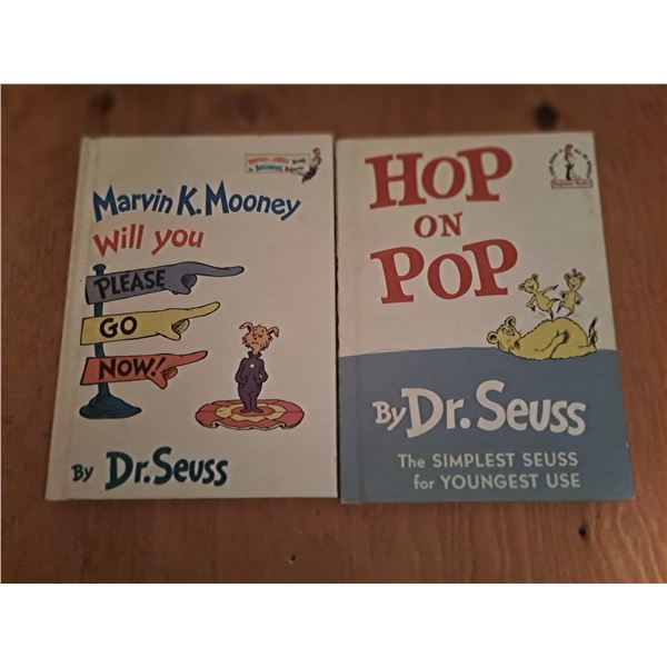 Bright and Early Books, 1972, Marvin K Mooney Will You Please Go Now, by Dr. Seuss, and 1963, Hop on