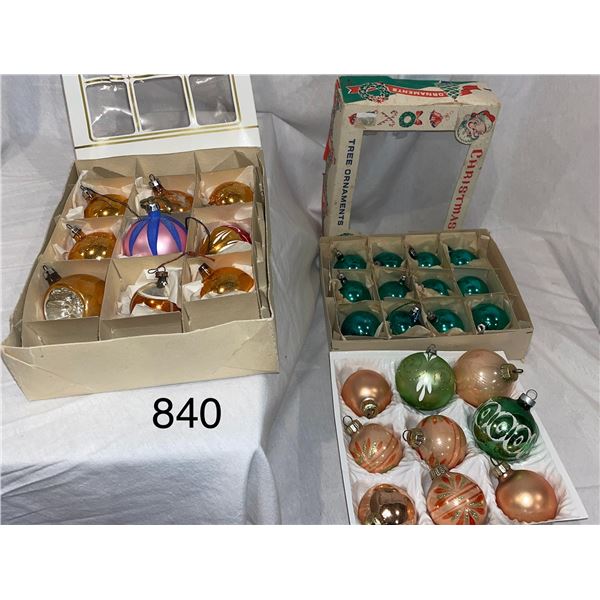 Collection of 30 assorted, glass, Christmas tree ornaments. Some are hand painted