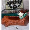Image 2 : Collection of 21 vintage, glass, Christmas ornaments, and pixie elf, log planter